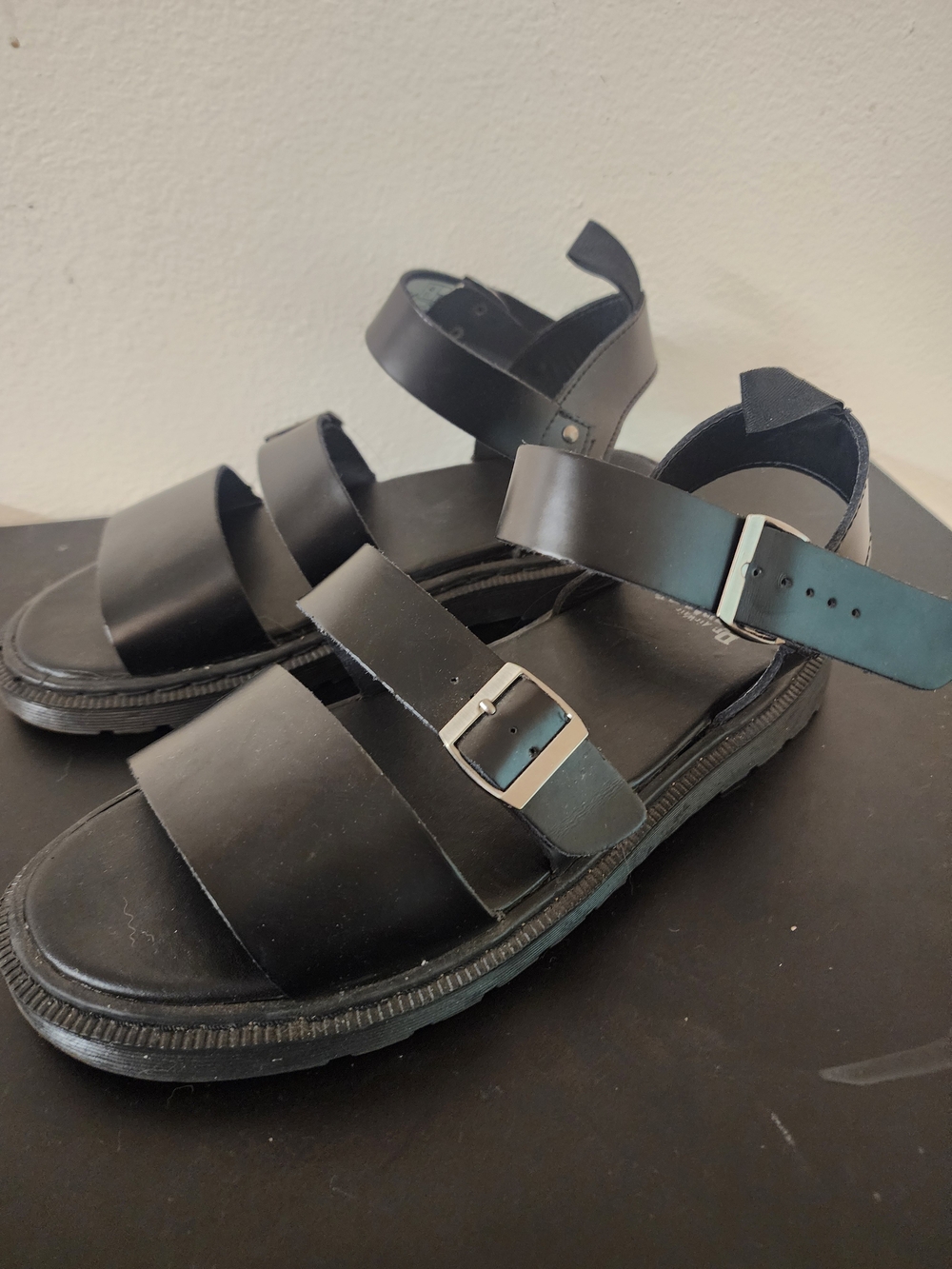 Dr. Martens Black Strappy Buckle Sandals